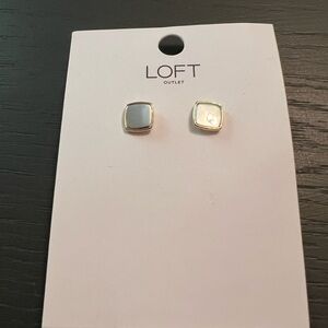 LOFT Gold and White Square Earrings